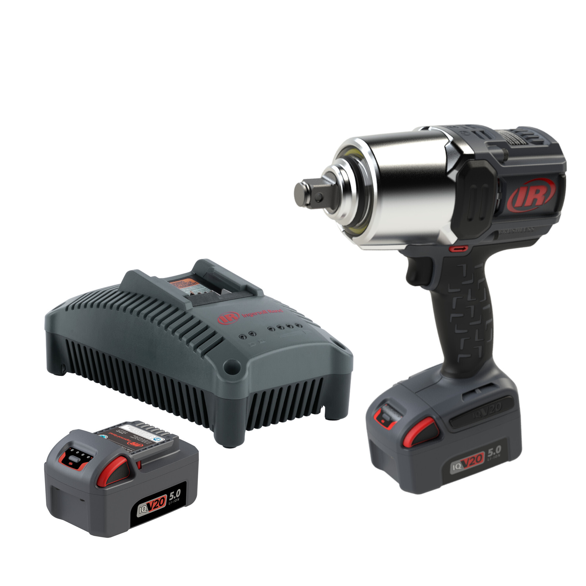 Ingersoll Rand W8171-K2 3/4" 20V Cordless Impact Wrench 2 Battery Kit, 2000 ft-lb Torque, Friction Ring Thru-hole, Pistol